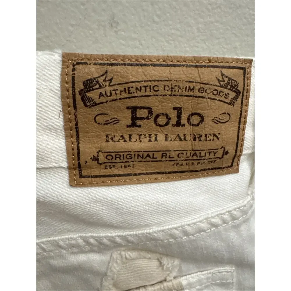 Polo Ralph Lauren Size 26 The Avery Boyfriend Patchwork Jeans‎ Ivory Cropped